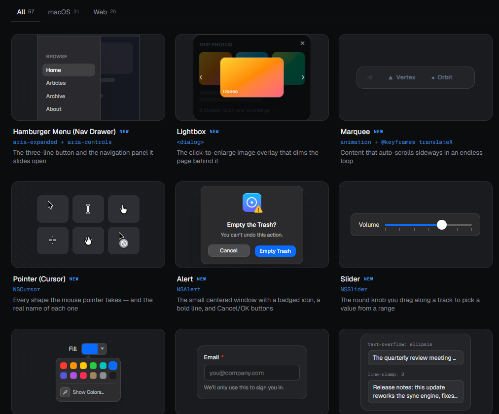 Diccionario visual de UI